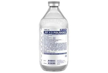 1/3 POLIDEKS SOLUSYONU 1000 ML (CAM SISE ) SETLI kutusu, solüsyon formunda dekstroz monohidrat + sodyum klorur içerir. Üretici: POLİFARMA İLAÇ SAN. VE TİC. A.Ş.