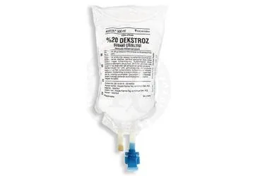 Serum içeren %20 DEKS SOL TORBA PVC 500 ML(SETLI) ürün ambalajı. Üretici: KOÇAK FARMA İLAÇ VE KİMYA SANAYİ A.Ş.