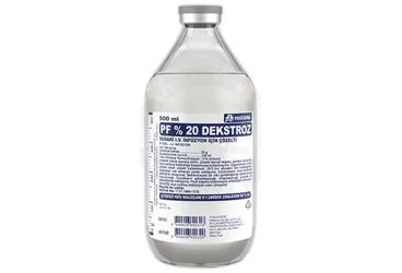 %20 DEKSTROZ 500 ML SOLUSYON(SETLI) ürün ambalajı. Serum içeren solüsyon. Üretici: POLİFARMA İLAÇ SAN. VE TİC. A.Ş.