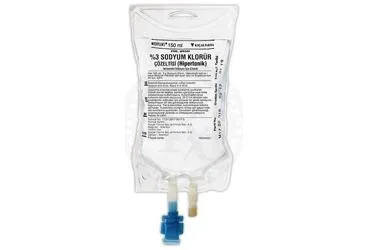 %3 SODYUM KLORUR COZELTISI 150 ML (SETLI) (sodyum klorur) ürün ambalajı, çözelti. Üretici: KOÇAK FARMA İLAÇ VE KİMYA SANAYİ A.Ş.