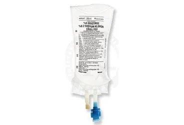 Dekstroz + sodyum klorur içeren %5 DEKSTROZ %0,2 NACL PVC 250 ML(SETLI) ürün ambalajı. Üretici: KOÇAK FARMA İLAÇ VE KİMYA SANAYİ A.Ş.