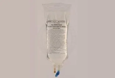 Dekstroz + sodyum klorur içeren çözelti: %5 DEKSTROZ %045 SODYUM KLORUR COZELTISI 1000 ML (MEDIFLEKS-SETLI) ambalajı. Üretici: KOÇAK FARMA İLAÇ VE KİMYA SANAYİ A.Ş.