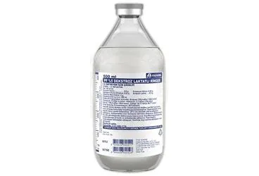 Dekstroz + kalsiyum klorur + potasyum klorur + sodyum klorur + sodyum laktat içeren solüsyon: %5 DEKSTROZ LAKTAT RINGER 500 ML SOLUSYON(SETLI) ambalajı. Üretici: POLİFARMA İLAÇ SAN. VE TİC. A.Ş.