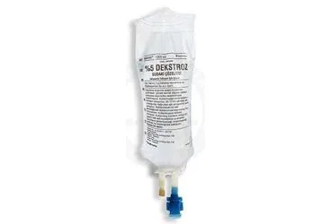 Dekstroz içeren çözelti: %5 DEKSTROZ SUDAKI COZELTISI 1000 ML (MEDIFLEKS-SETSIZ) ambalajı. Üretici: KOÇAK FARMA İLAÇ VE KİMYA SANAYİ A.Ş.