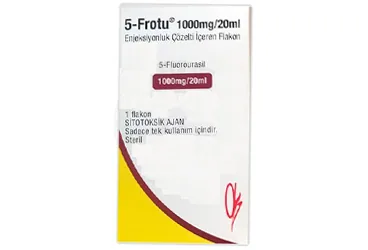 Fluorourasil içeren flakon: 5-FROTU 1000 MG/20 ML ENJ. ICIN COZ. ICEREN 1 FLAKON ürün ambalajı. Üretici: ONKO İLAÇ SANAYİ VE TİCARET ANONİM ŞİRKETİ.
