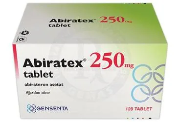ABIRATEX 250 MG 120 TABLET ambalajı, tablet formunda abirateron içerir. Üretici: GENSENTA İLAÇ SANAYİ VE TİCARET ANONİM ŞİRKETİ.