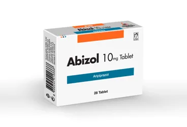 ABIZOL 10 MG 28 TABLET kutu fotoğrafı, tablet formunda aripiprazol içerir. Üretici: NOBEL İLAÇ SAN. VE TİC. A.Ş.