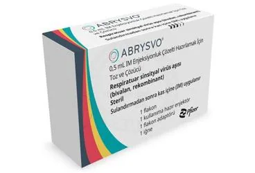 Rsv aşısı içeren çözelti: ABRYSVO 0.5 ML IM ENJEKSIYONLUK COZELTI HAZIRLAMAK ICIN TOZ VE COZUCU (1 ADET) ambalajı. Üretici: PFİZER PFE İLAÇLARI ANONİM ŞİRKETİ.