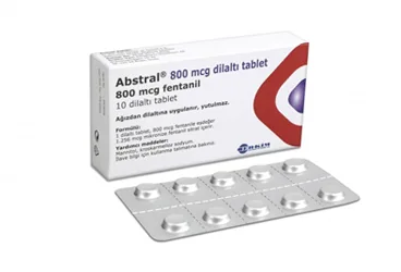 ABSTRAL 800 MCG 10 DILALTI TABLET (fentanyl) kutusu, tablet. Üretici: ER-KİM İLAÇ SANAYİ VE TİCARET A.Ş.