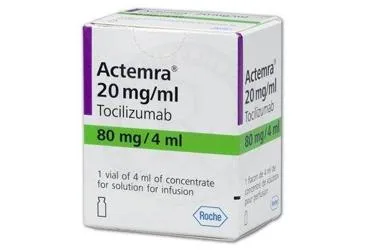 Tocilizumab içeren çözelti: ACTEMRA 80 MG/4 ML IV INFUZYONLUK COZELTI KONSANTRESI 1 FLAKON ürün ambalajı. Üretici: ROCHE MÜSTAHZARLARI SANAYİ ANONİM ŞİRKETİ.