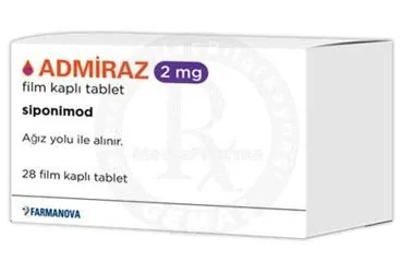 ADMIRAZ 2 MG FILM KAPLI TABLET (28 TABLET) (siponimod) ürün ambalajı, film kaplı tablet. Üretici: FARMANOVA SAĞLIK HİZMETLERİ LTD.ŞTİ.