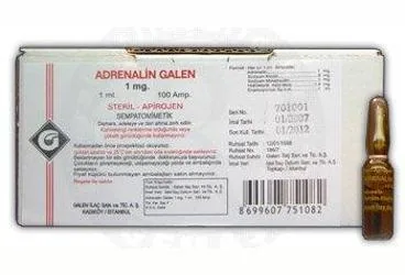 ADRENALIN 1MG 1ML 100 AMPUL (adrenalin) ambalajı, ampul. Üretici: GALEN İLAÇ SAN.VE TİC.A.Ş.