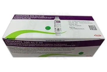 ADYNOVATE 500 IU/2ML IV ENJEKSIYONLUK COZELTI HAZIRLAMAK ICIN LIYOFILIZE TOZ VE COZUCU (1 FLAKON) kutu fotoğrafı. Anti hemofilik faktör 8 rekombinant içeren çözelti. Üretici: TAKEDA İLAÇ SAĞLIK SANAYİ TİCARET LTD.ŞTİ.