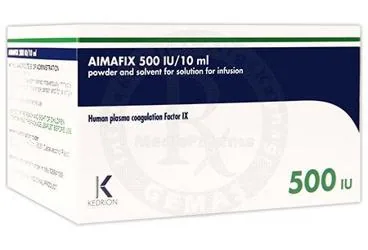 AIMAFIX 500 IU/10 ML IV INFUZYON ICIN LIYOFILIZE TOZ ICEREN FLAKON ürün ambalajı, flakon formunda insan faktör ix konsantresi içerir. Üretici: KEDRİON BETAPHAR BİYOFARMASÖTİK İLAÇ SANAYİ VE TİCARET ANONİM ŞİRKETİ.