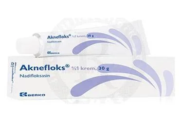 Nadifloksasin içeren krem: AKNEFLOKS %1 30 GR KREM kutu fotoğrafı. Üretici: BERAT BERAN İLAÇ SAN. VE TİC. LTD. ŞTİ.