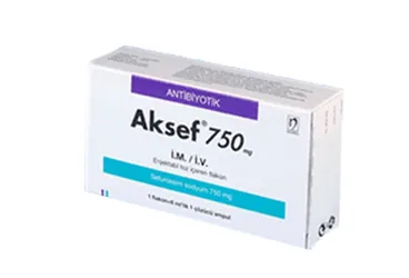 AKSEF 750 MG IM ENJEKSIYONLUK TOZ 1 FLAKON (sefuroksim) kutu fotoğrafı, flakon. Üretici: NOBEL İLAÇ SAN. VE TİC. A.Ş.