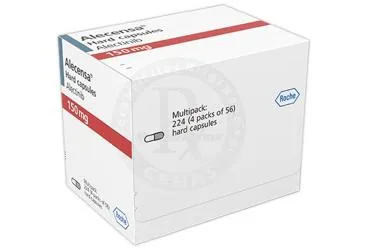 ALECENSA 150 MG 224 SERT KAPSUL ambalajı. Alektinib içeren kapsül. Üretici: ROCHE MÜSTAHZARLARI SANAYİ ANONİM ŞİRKETİ.