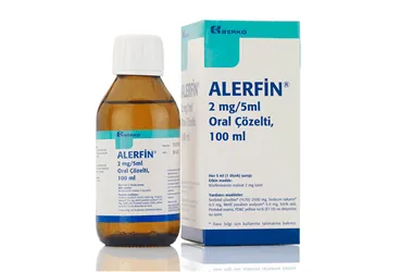ALERFIN 2 MG/5 ML ORAL COZELTI 100 ML (klorfeniramin) ürün ambalajı, çözelti. Üretici: BERKO İLAÇ VE KİMYA SAN. A.Ş.
