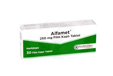 Metildopa içeren film kaplı tablet: ALFAMET 250 MG FILM KAPLI TABLET kutu fotoğrafı. Üretici: MENARİNİ SAĞLIK VE İLAÇ SANAYİ TİCARET ANONİM ŞİRKETİ.