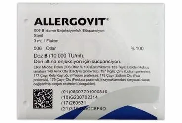 ALLERGOVIT 006 B IDAME ENJEKSIYONLUK SUSPANSIYON (allerjen ekstratı) ürün ambalajı, süspansiyon. Üretici: ALLERGO İLAÇ DIŞ TİCARET ANONİM ŞİRKETİ.