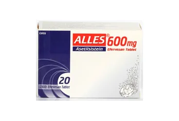 ALLES 600 MG 20 EFERVESAN TABLET (asetilsistein) kutusu, efervesan tablet. Üretici: CELTİS İLAÇ SANAYİ VE TİCARET ANONİM ŞİRKETİ.