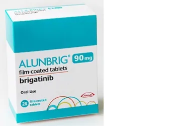 Brigatinib içeren film kaplı tablet: ALUNBRIG 90 MG FILM KAPLI TABLET (28 TABLET) ambalajı. Üretici: TAKEDA İLAÇ SAĞLIK SANAYİ TİCARET LTD.ŞTİ.