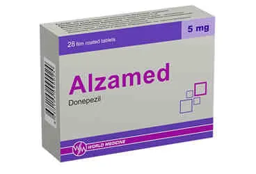 ALZAMED 5 MG 14 FILM KAPLI TABLET ambalajı. Donepezil içeren film kaplı tablet. Üretici: WORLD MEDICINE İLAÇ SAN. VE TİC. A.Ş.