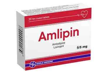 AMLIPIN 5/10 MG 30 FILM KAPLI TABLET kutusu, film kaplı tablet formunda lisinopril + amlodipin içerir. Üretici: WORLD MEDICINE İLAÇ SAN. VE TİC. A.Ş.