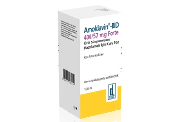 AMOKLAVIN BID 400/57 MG FORTE ORAL SUSPANSIYON HAZIRLAMAK ICIN KURU TOZ (100 ML) (amoksisilin + klavulanik asit) kutusu, oral süspansiyon. Üretici: DEVA HOLDİNG ANONİM ŞİRKETİ.