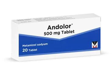 Metamizol sodyum içeren tablet: ANDOLOR 500 MG TABLET (20 TABLET) kutu fotoğrafı. Üretici: MENARİNİ SAĞLIK VE İLAÇ SANAYİ TİCARET ANONİM ŞİRKETİ.