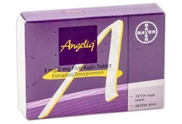 Estradiol + drospirenon içeren film kaplı tablet: ANGELIQ 28 FİLM TABLET kutu fotoğrafı. Üretici: BAYER TÜRK KİMYA SAN. LTD. ŞTİ.