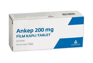 ANKEP 200 MG 30 FILM TABLET kutu fotoğrafı, film kaplı tablet formunda ketiapin içerir. Üretici: ANGELINI İLAÇ SANAYİ VE TİCARET ANONİM ŞİRKETİ.
