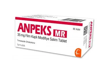 ANPEKS MR 35 MG FILM KAPLI MODIFIYE SALIM TABLET ambalajı, tablet formunda trimetazidin içerir. Üretici: FARMA-TEK İLAÇ SANAYİ VE TİCARET A.Ş.