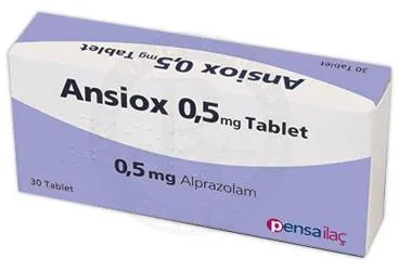 ANSIOX 0,5 MG 30 TABLET ambalajı, tablet formunda alprazolam içerir. Üretici: PENSA İLAÇ SAN. VE TİC. A.Ş.