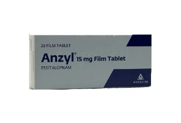ANZYL 15 MG 28 FILM TABLET (essitalopram) kutusu, film kaplı tablet. Üretici: ANGELINI İLAÇ SANAYİ VE TİCARET ANONİM ŞİRKETİ.