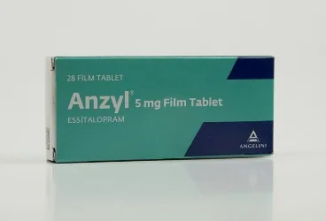ANZYL 5 MG 28 FILM TABLET ürün ambalajı, film kaplı tablet formunda essitalopram içerir. Üretici: ANGELINI İLAÇ SANAYİ VE TİCARET ANONİM ŞİRKETİ.