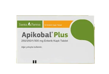 APIKOBAL PLUS 250/250/1/300 MG 50 ENTERIK KAPLI TABLET (vitamin b1 ve b2 veya b6 veya b12) kutusu, tablet. Üretici: SANTA FARMA İLAÇ SAN. A.Ş.