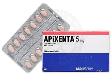 APIXENTA 5 MG FILM KAPLI TABLET (56 ADET) ambalajı, film kaplı tablet formunda apiksaban içerir. Üretici: ABDİ İBRAHİM İLAÇ SANAYİ VE TİCARET A.Ş.