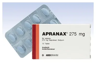 APRANAX 275 MG 10 FILM KAPLI TABLET (naproksen sodyum) kutu fotoğrafı, film kaplı tablet. Üretici: ABDİ İBRAHİM İLAÇ SANAYİ VE TİCARET A.Ş.