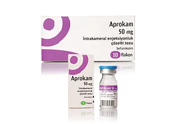 APROKAM 50 MG INTRAKAMERAL ENJEKSIYONLUK COZELTI TOZU 1 FLAKON kutu fotoğrafı. Sefuroksim, intrakameral içeren çözelti. Üretici: THEA PHARMA İLAÇ TİC.LTD.ŞTİ.