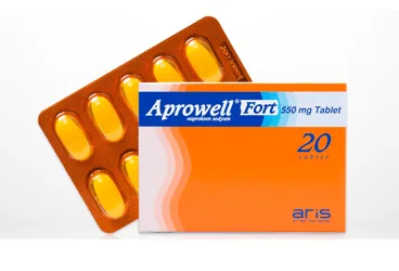 APROWELL FORT 550 MG 20 TABLET (naproksen sodyum) ürün ambalajı, tablet. Üretici: ALİ RAİF İLAÇ SANAYİ A.Ş.