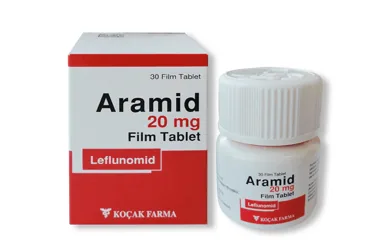 ARAMID 20 MG 30 FILM TABLET (leflunomid) ürün ambalajı, film kaplı tablet. Üretici: KOÇAK FARMA İLAÇ VE KİMYA SANAYİ A.Ş.