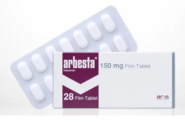 ARBESTA 150 MG 28 FILM TABLET ambalajı. Irbesartan içeren film kaplı tablet. Üretici: ALİ RAİF İLAÇ SANAYİ A.Ş.