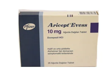 ARICEPT EVESS 10 MG 28 AGIZDA DAGILAN TABLET ambalajı, tablet formunda donepezil içerir. Üretici: PFİZER PFE İLAÇLARI ANONİM ŞİRKETİ.