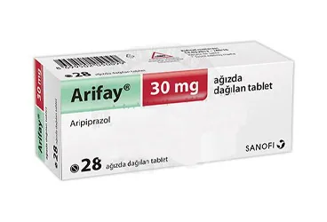 Aripiprazol içeren tablet: ARIFAY 30 MG 28 AGIZDA DAGILAN TABLET kutu fotoğrafı. Üretici: SANOFİ İLAÇ SANAYİ ve TİC. A.Ş.