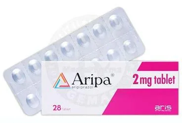 Aripiprazol içeren tablet: ARIPA 2 MG TABLET (28 TABLET) ambalajı. Üretici: ALİ RAİF İLAÇ SANAYİ A.Ş.