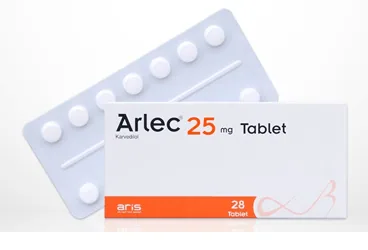 ARLEC 25 MG 28 TABLET ürün ambalajı, tablet formunda karvedilol içerir. Üretici: ALİ RAİF İLAÇ SANAYİ A.Ş.