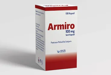 ARMIRO 100 MG SERT KAPSUL (100 KAPSUL) (pentosan polisülfat sodyum) ambalajı, kapsül. Üretici: ARGİS İLAÇ SANAYİ VE TİCARET ANONİM ŞİRKETİ.