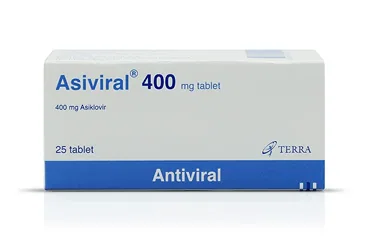ASIVIRAL 400 MG 25 TABLET (asiklovir) kutu fotoğrafı, tablet. Üretici: TERRA İLAÇ VE KİMYA SAN. TİC. A.Ş.