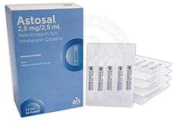 ASTOSAL 2,5 MG/2,5 ML NEBULIZASYON ICIN INHALASYON COZELTISI (20 DOZ) (salbutamol -inhalant) kutusu, inhalasyon aerosolü. Üretici: AROMA İLAÇ SAN.LTD.ŞTİ.